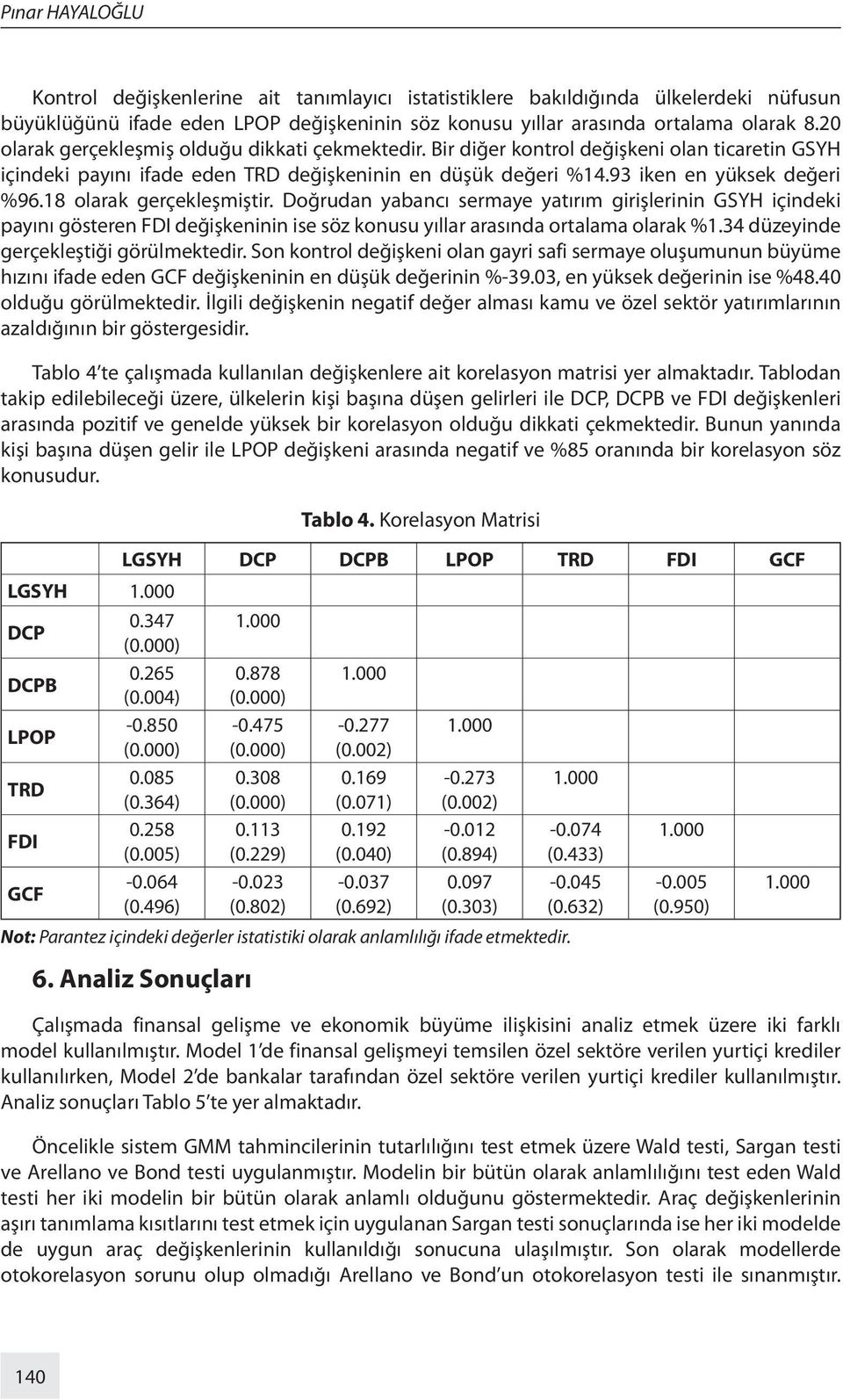 18 olarak gerçekleşmiştir. Doğrudan yabancı sermaye yatırım girişlerinin GSYH içindeki payını gösteren FDI değişkeninin ise söz konusu yıllar arasında ortalama olarak %1.