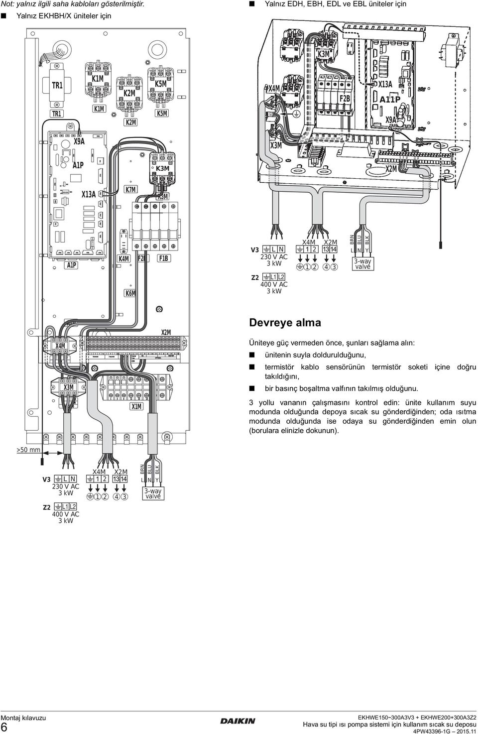 kw X4M XM 4 BRN BLU BLK L N Y -way valve A4P X4M X4M XM L L L N XM (0V) XM 4 4a 5 6 7 8 9 0 4 5 5a 6 7 8 9 0 QL thermostat -way valve -way valve thermal SOLAR PUMP fuse OPTIONAL XM L L L N XM Devreye