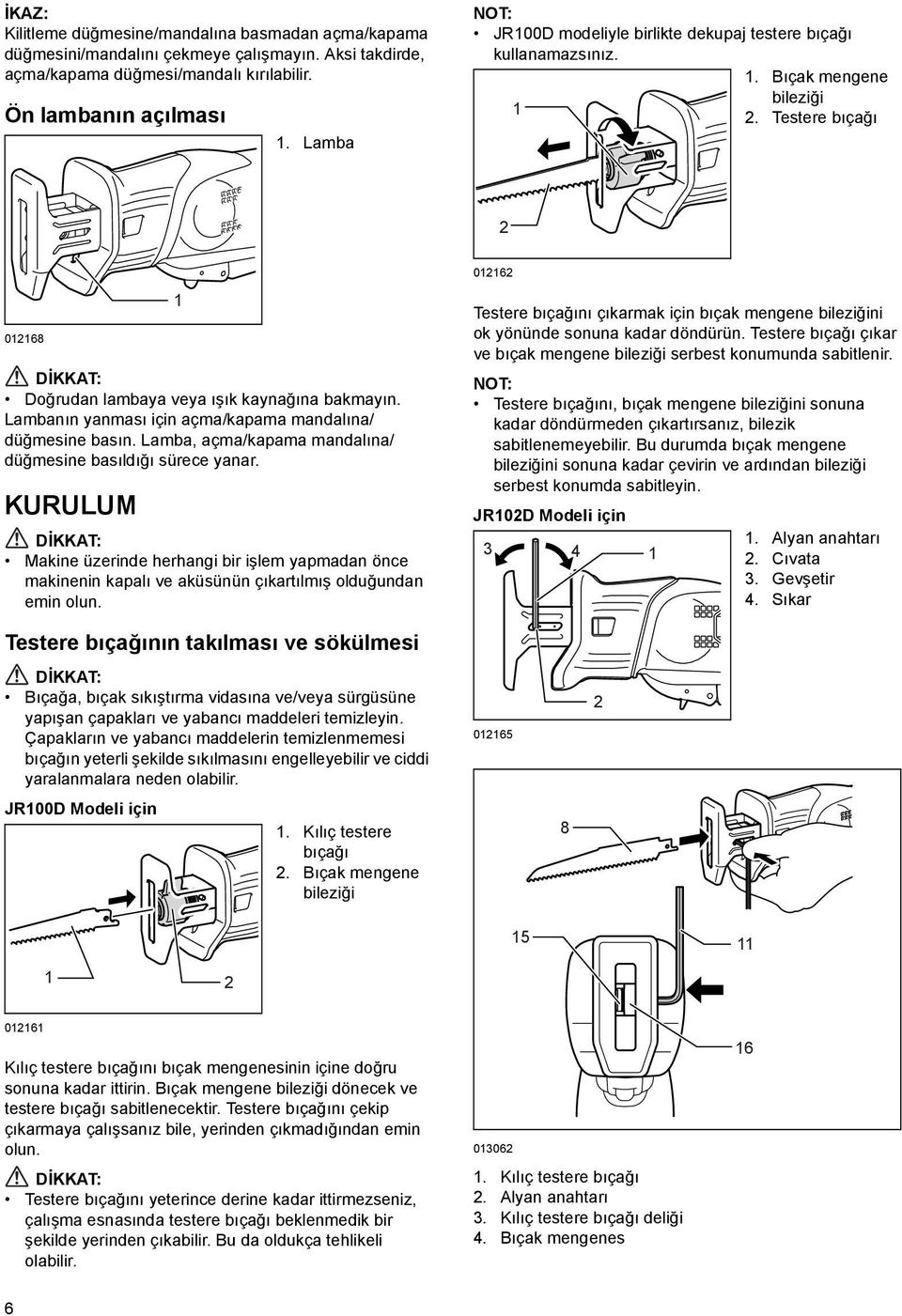 Lambanın yanması için açma/kapama mandalına/ düğmesine basın. Lamba, açma/kapama mandalına/ düğmesine basıldığı sürece yanar.