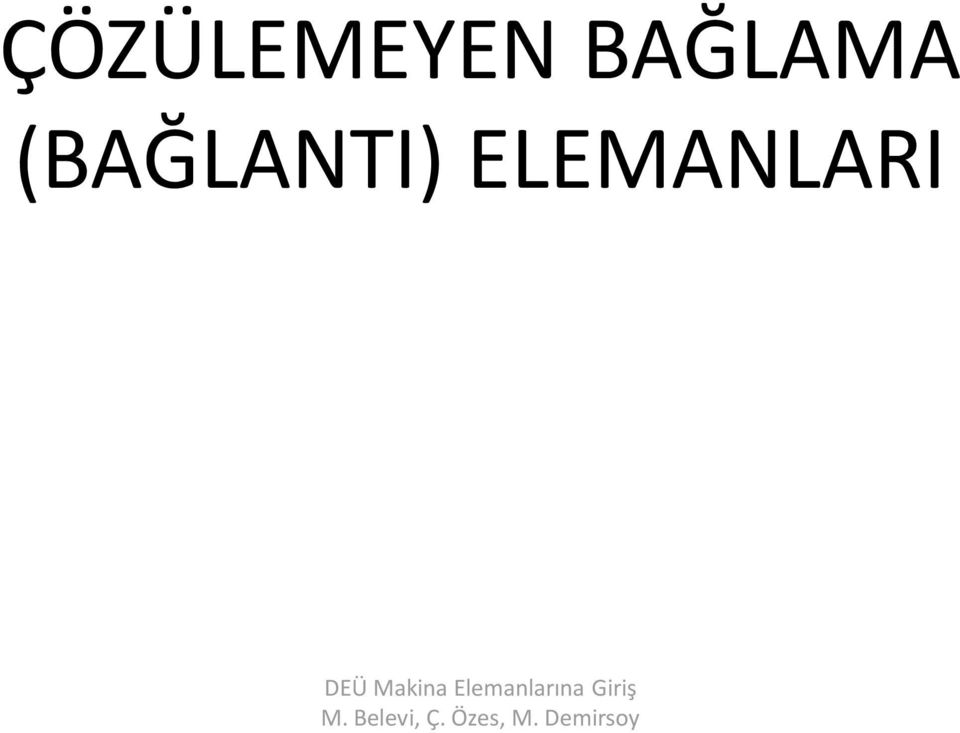 Makina Elemanlarına Giriş