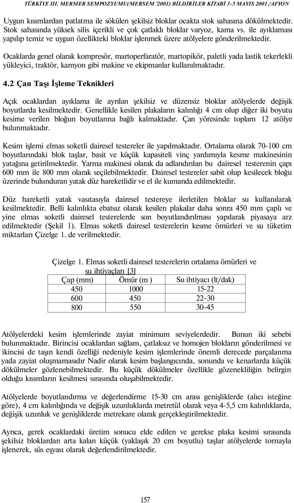 Ocaklarda genel olarak kompresör, martoperfaratör, martopikör, paletli yada lastik tekerlekli yükleyici, traktör, kamyon gibi makine ve ekipmanlar kullanılmaktadır. 4.