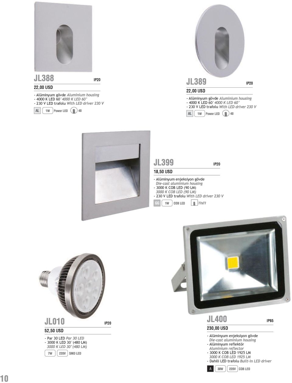 USD - Par 30 LED - 3000 LED 30 (480 LM) 230,00
