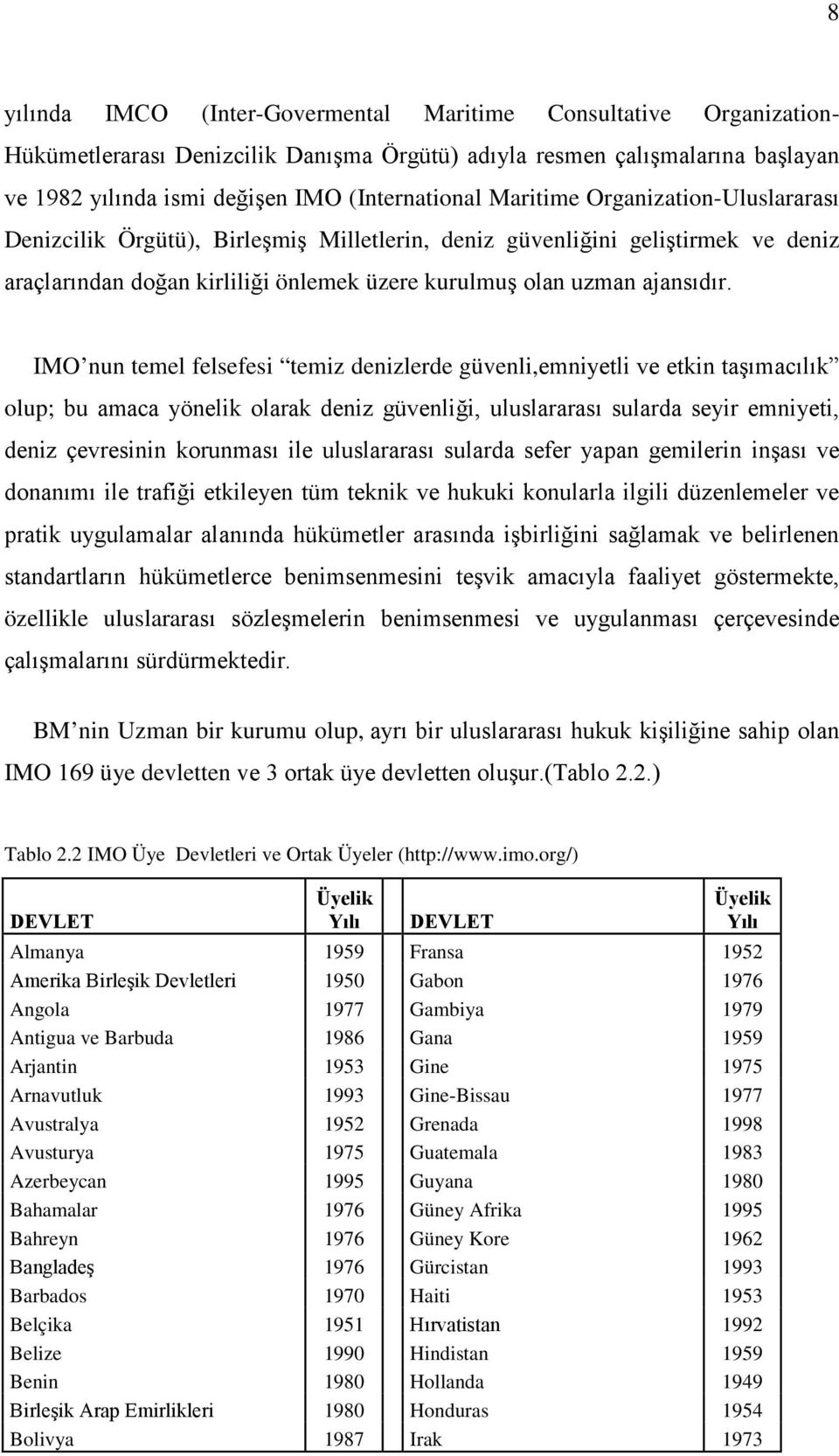 IMO nun temel felsefesi temiz denizlerde güvenli,emniyetli ve etkin taşımacılık olup; bu amaca yönelik olarak deniz güvenliği, uluslararası sularda seyir emniyeti, deniz çevresinin korunması ile