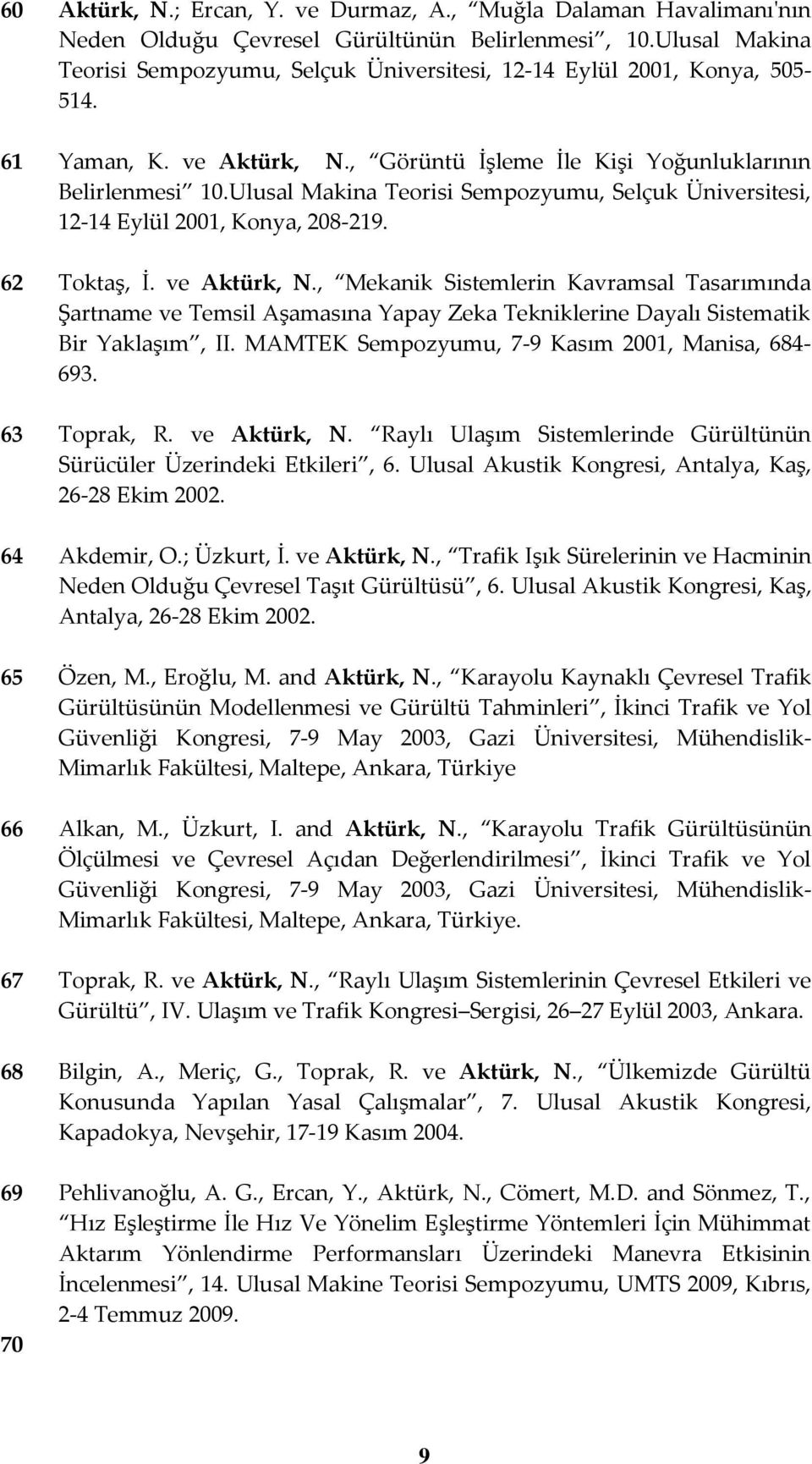 Ulusal Makina Teorisi Sempozyumu, Selçuk Üniversitesi, 12-14 Eylül 2001, Konya, 208-219. 62 Toktaş, İ. ve Aktürk, N.