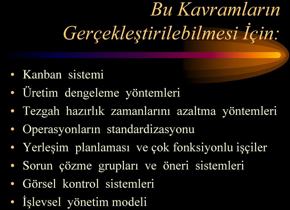 standardizasyonu Yerleşim planlaması ve çok fonksiyonlu işçiler Sorun çözme