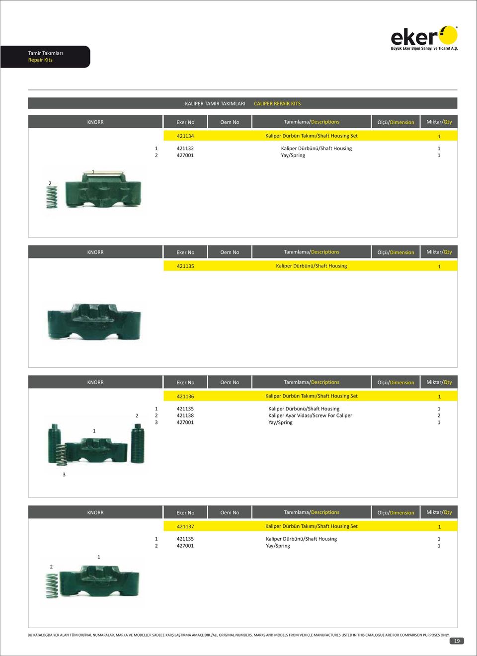 Kaliper Dürbünü/Shaft Housing 8 Kaliper Ayar Vidası/Screw For Caliper 700