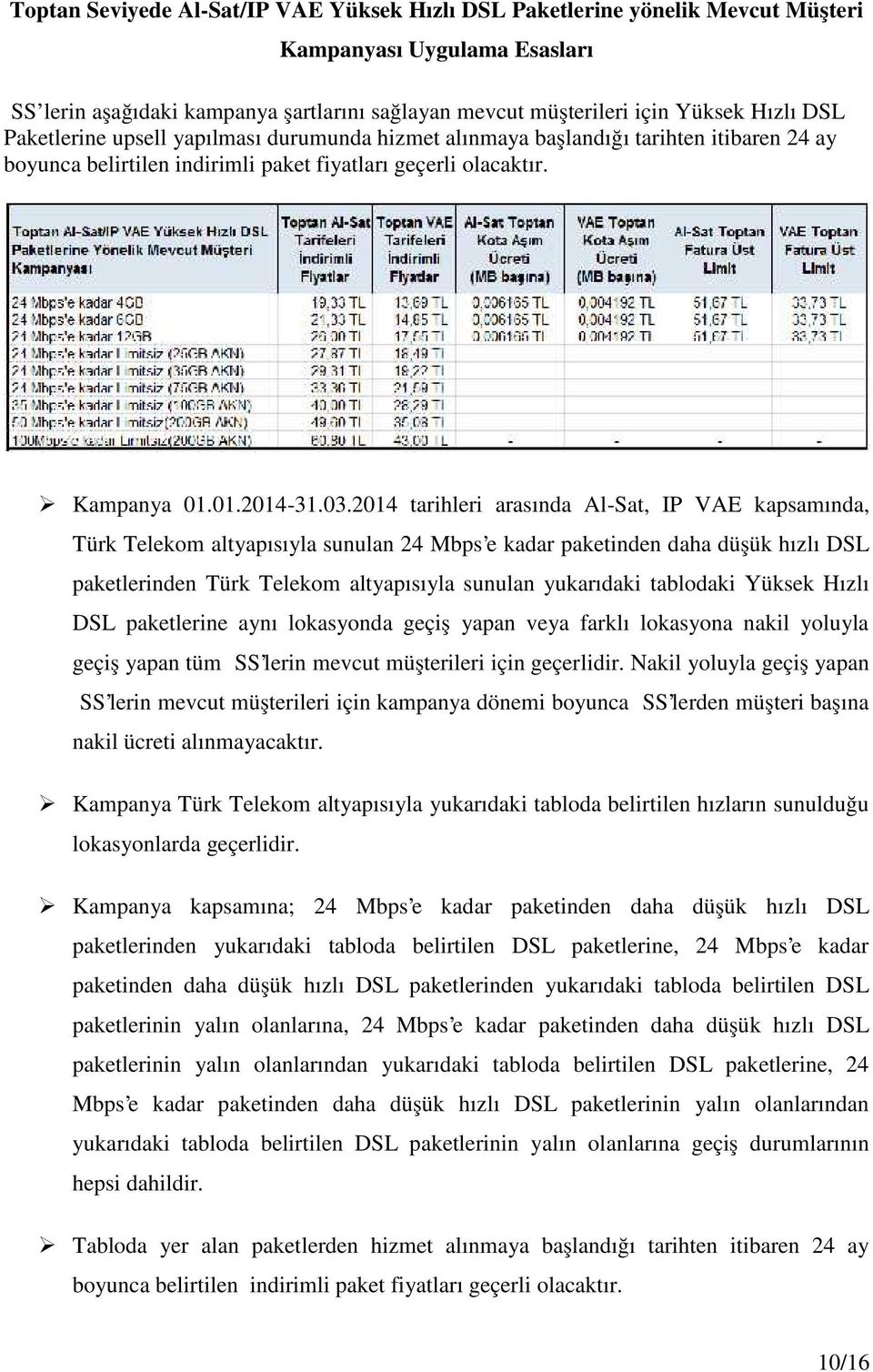 2014 tarihleri arasında Al-Sat, IP VAE kapsamında, Türk Telekom altyapısıyla sunulan 24 Mbps'e kadar paketinden daha düşük hızlı DSL paketlerinden Türk Telekom altyapısıyla sunulan yukarıdaki