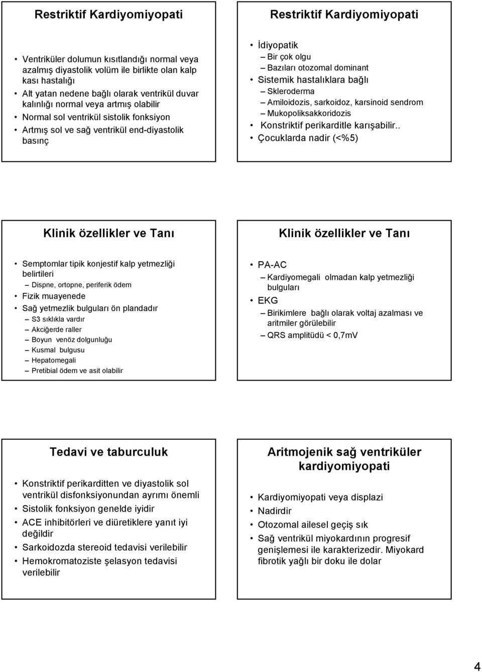 Sistemik hastalıklara bağlı Skleroderma Amiloidozis, sarkoidoz, karsinoid sendrom Mukopoliksakkoridozis Konstriktif perikarditle karışabilir.