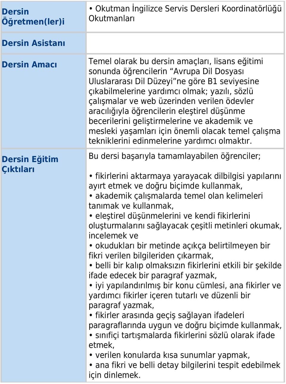 eleştirel düşünme becerilerini geliştirmelerine ve akademik ve mesleki yaşamları için önemli olacak temel çalışma tekniklerini edinmelerine yardımcı olmaktır.