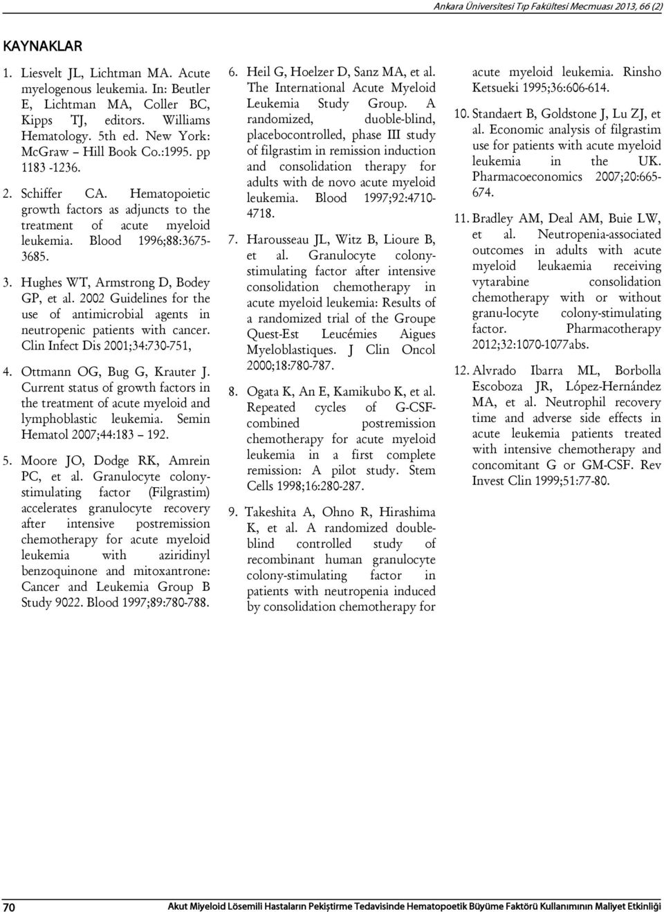 Blood 1996;88:3675-3685. 3. Hughes WT, Armstrong D, Bodey GP, et al. 2002 Guidelines for the use of antimicrobial agents in neutropenic patients with cancer. Clin Infect Dis 2001;34:730-751, 4.