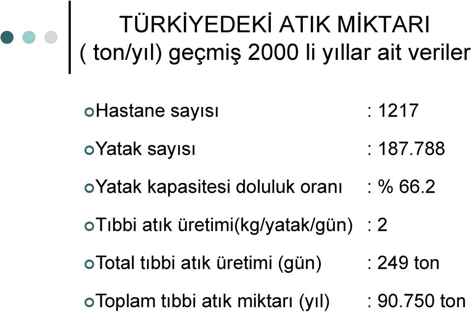 788 Yatak kapasitesi doluluk oranı : % 66.