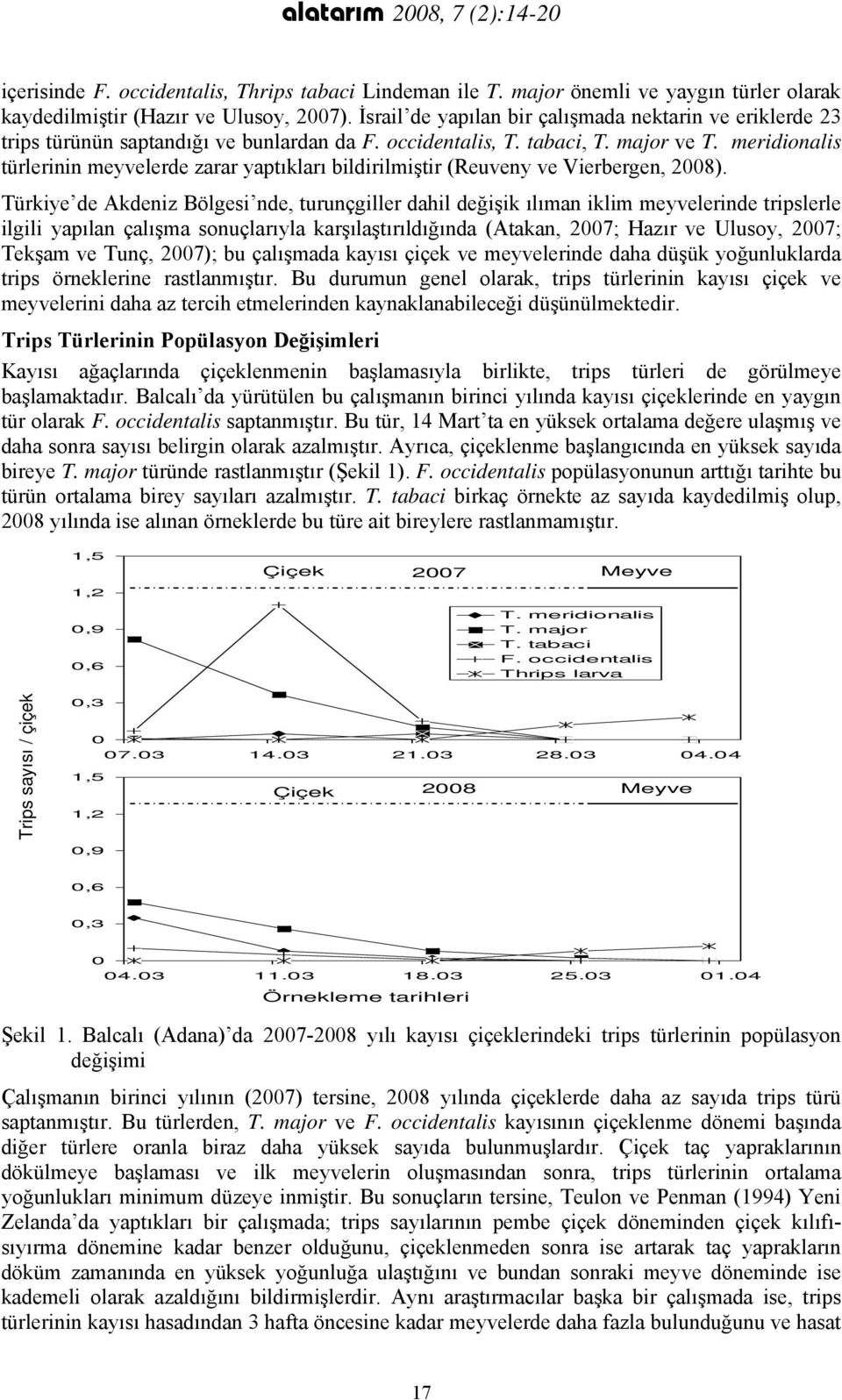 meridionalis türlerinin meyvelerde zarar yaptıkları bildirilmiştir (Reuveny ve Vierbergen, 2008).