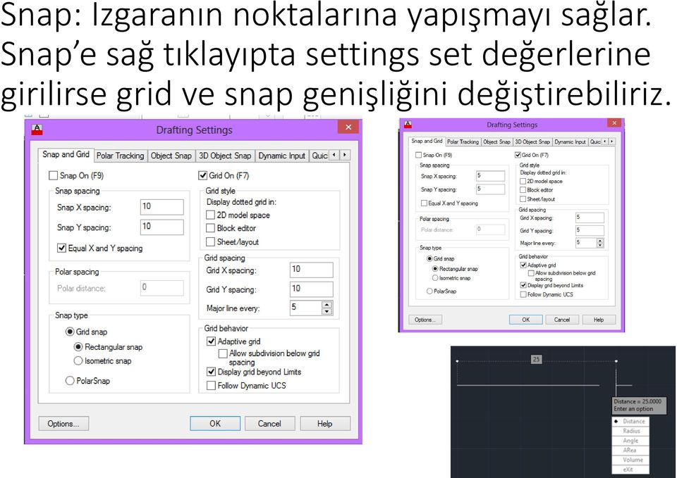 Snap e sağ tıklayıpta settings set