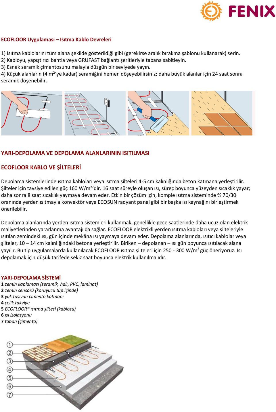 4) Küçük alanların (4 m² ye kadar) seramiğini hemen döşeyebilirsiniz; daha büyük alanlar için 24 saat sonra seramik döşenebilir.