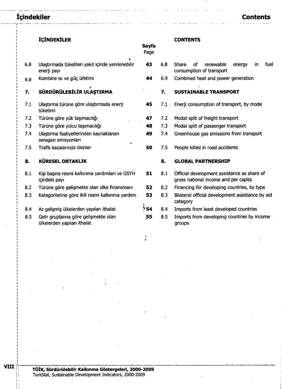 5 8. KÜRESEL ORTAKLIK 8. 8.1 Kişi başına resmi kalkınma yardımları ve GSYH 51 8.1 içindeki payı 8.2 Türüne göre gelişmekte olan ülke finansmanı 52 8.