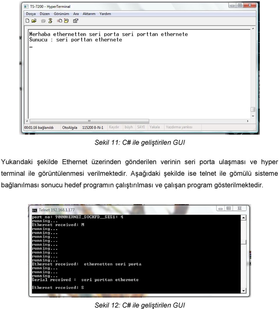 Aşağıdaki şekilde ise telnet ile gömülü sisteme bağlanılması sonucu hedef