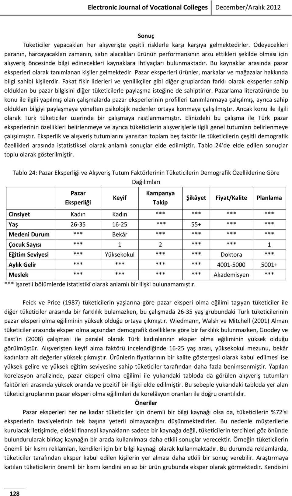 Bu kaynaklar arasında pazar eksperleri olarak tanımlanan kişiler gelmektedir. Pazar eksperleri ürünler, markalar ve mağazalar hakkında bilgi sahibi kişilerdir.