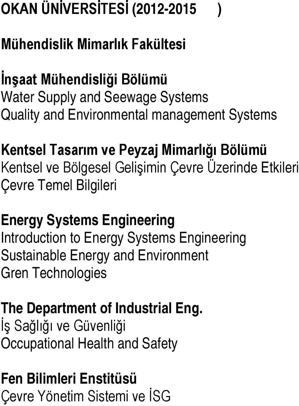Temel Bilgileri Energy Systems Engineering Introduction to Energy Systems Engineering Sustainable Energy and Environment Gren