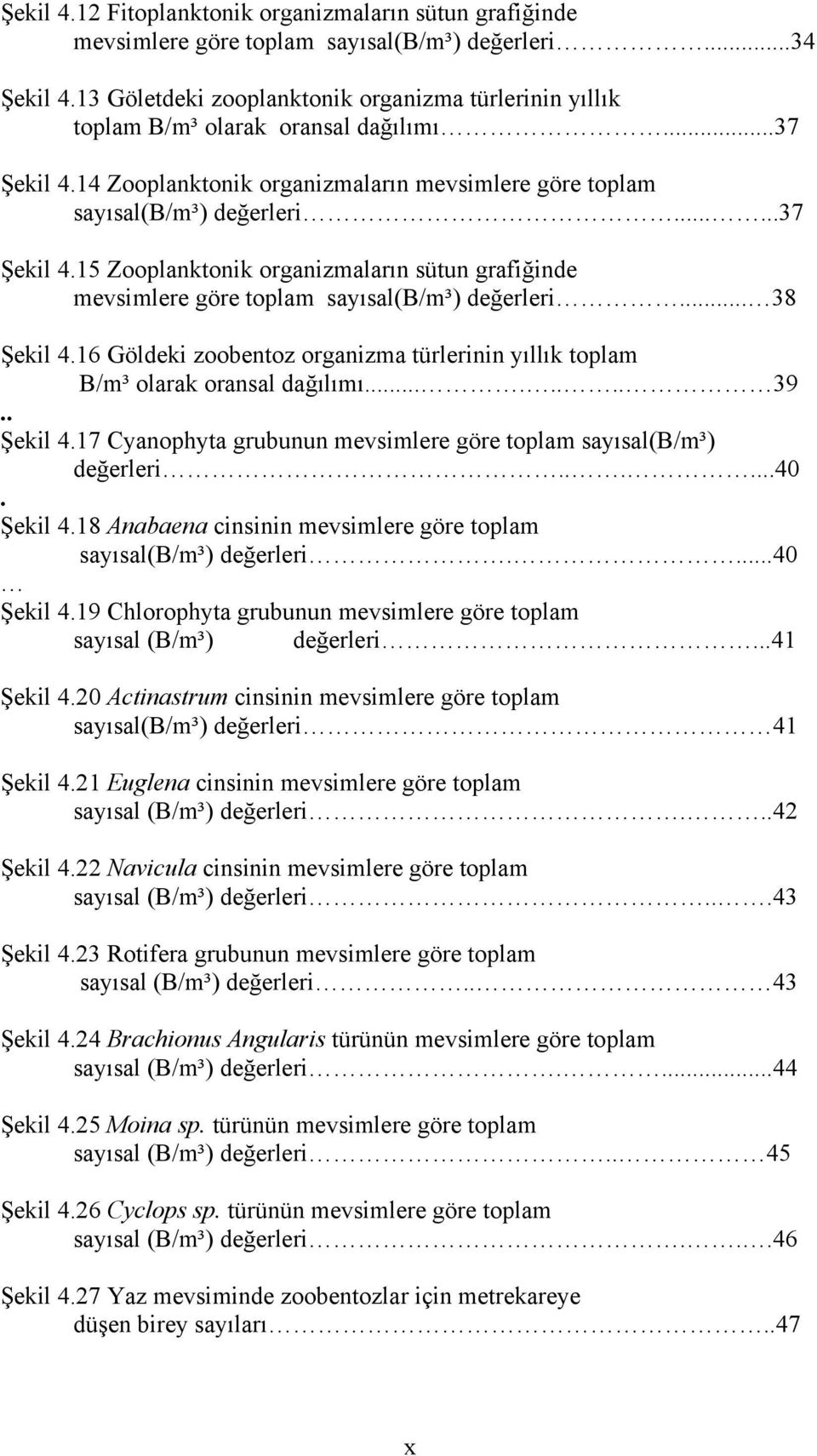 .. 38 Şekil 4.16 Göldeki zoobentoz organizma türlerinin yıllık toplam B/m³ olarak oransal dağılımı........ 39.. Şekil 4.17 Cyanophyta grubunun mevsimlere göre toplam sayısal(b/m³) değerleri......40.