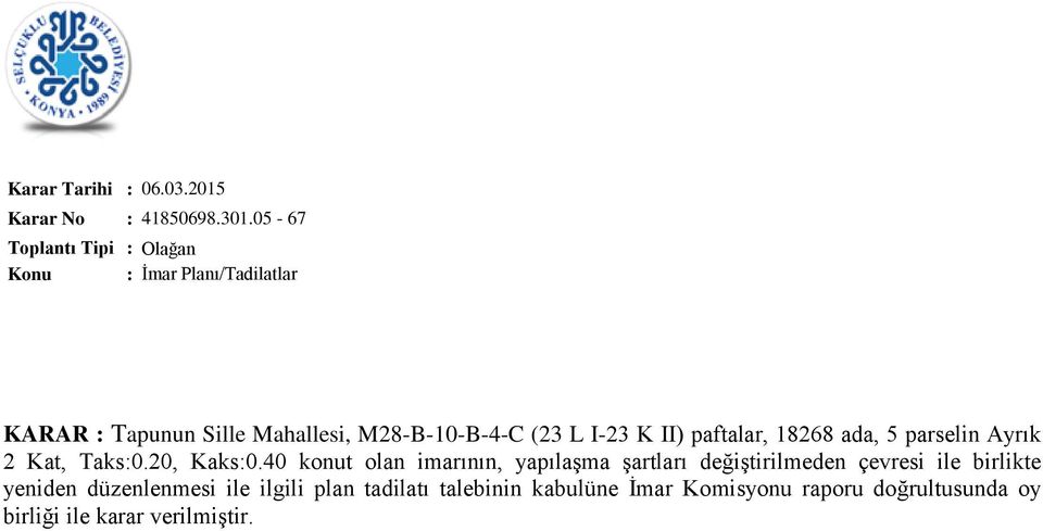 5 parselin Ayrık 2 Kat, Taks:0.20, Kaks:0.