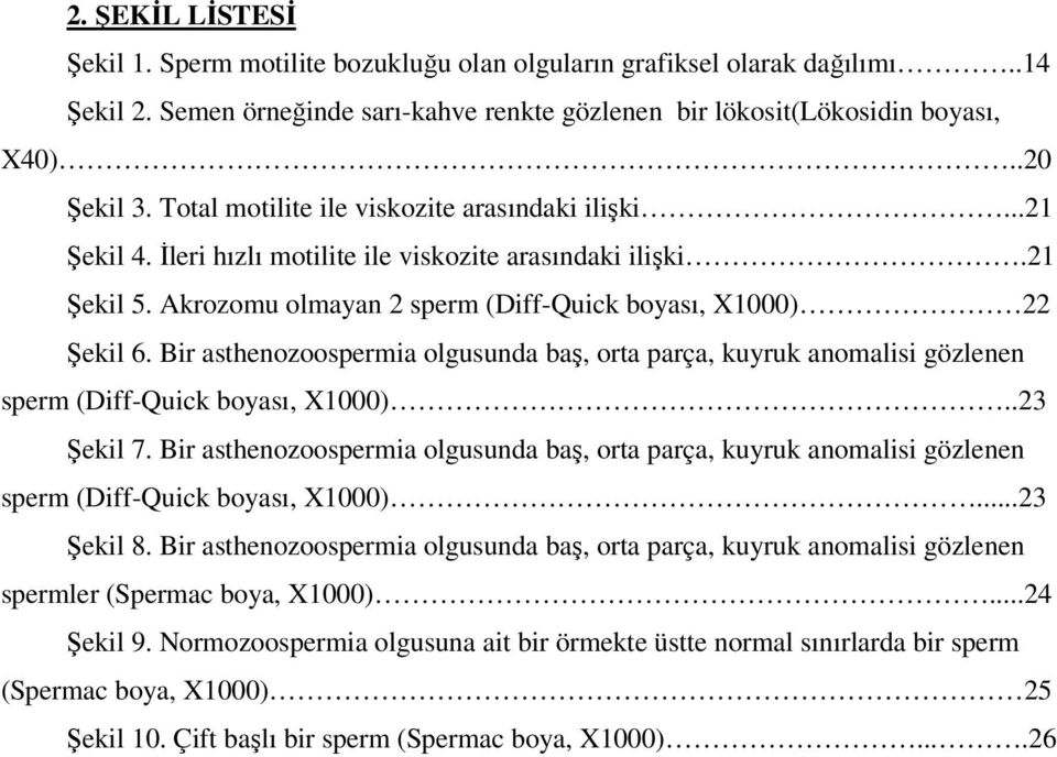 Bir asthenozoospermia olgusunda baş, orta parça, kuyruk anomalisi gözlenen sperm (Diff-Quick boyası, X1000)..23 Şekil 7.