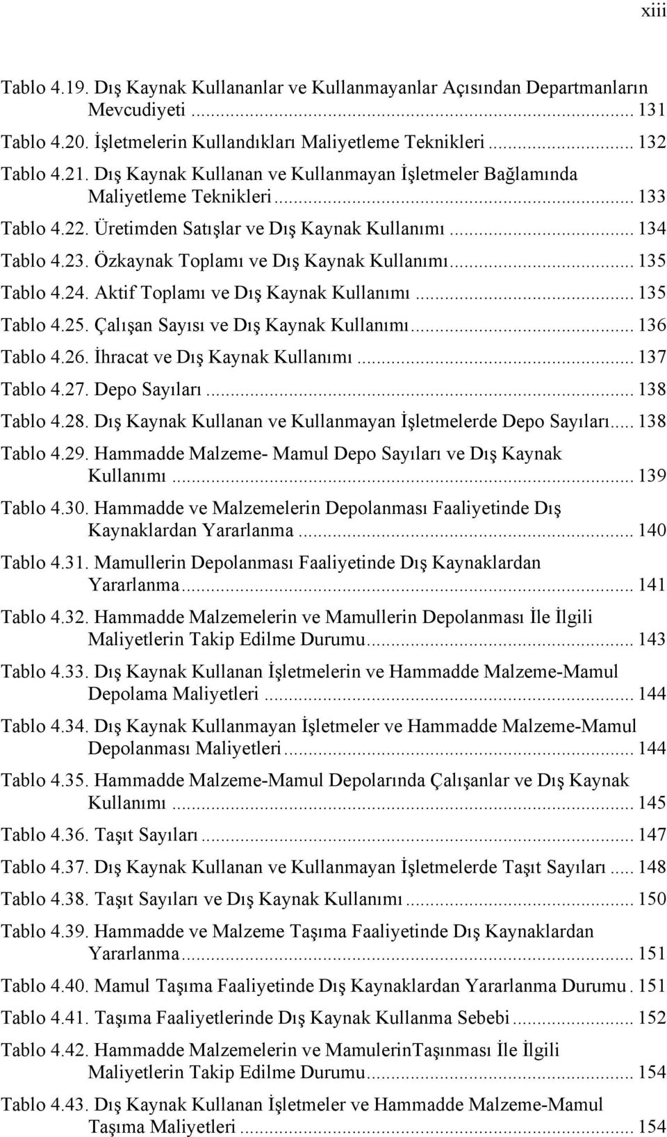 Özkaynak Toplamı ve Dış Kaynak Kullanımı... 135 Tablo 4.24. Aktif Toplamı ve Dış Kaynak Kullanımı... 135 Tablo 4.25. Çalışan Sayısı ve Dış Kaynak Kullanımı... 136 Tablo 4.26.