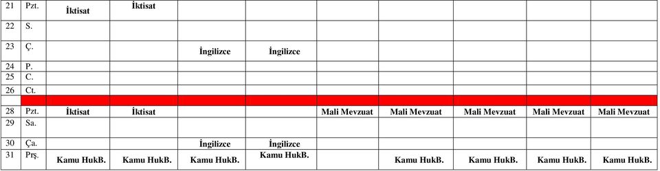 Mali Mevzuat 29 Sa. 30 Ça. 31 Prş.