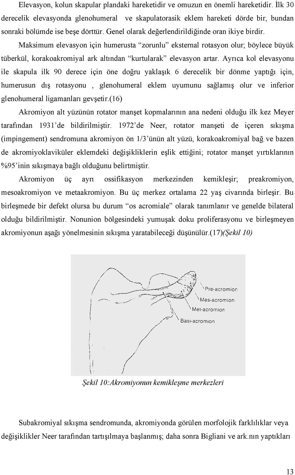 Maksimum elevasyon için humerusta zorunlu eksternal rotasyon olur; böylece büyük tüberkül, korakoakromiyal ark altından kurtularak elevasyon artar.