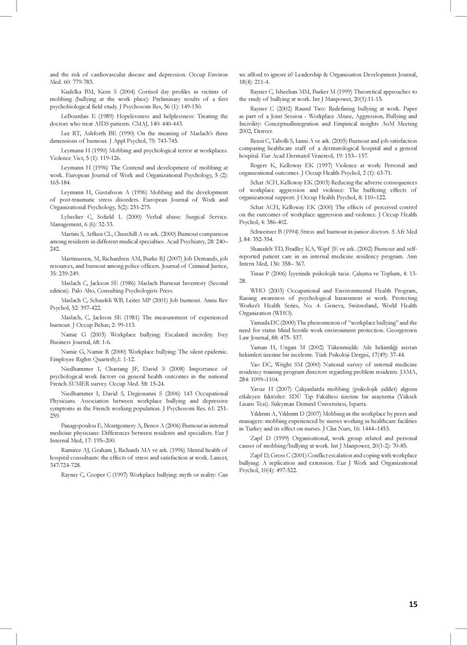 LeBourdais E (1989) Hopelessness and helplessness: Treating the doctors who treat AIDS patients. CMAJ, 140: 440-443. Lee RT, Ashforth BE (1990) On the meaning of Maslach s three dimensions of burnout.