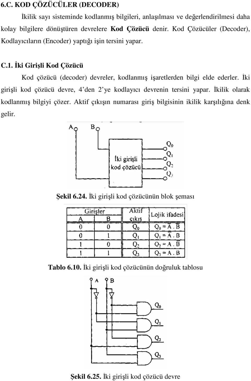 İki Girişli Kod Çözücü Kod çözücü (decoder) devreler, kodlanmış işaretlerden bilgi elde ederler.