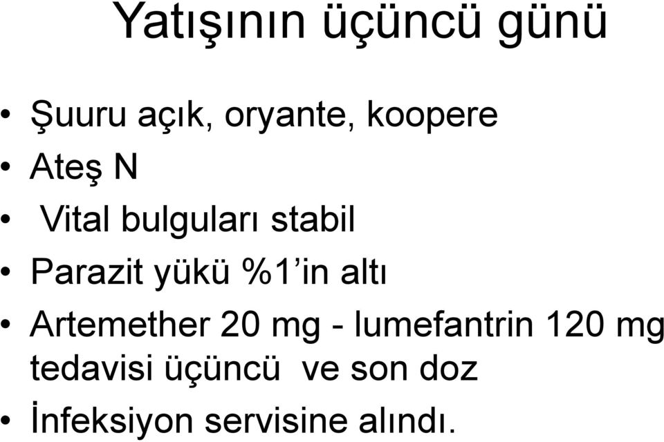 yükü %1 in altı Artemether 20 mg - lumefantrin