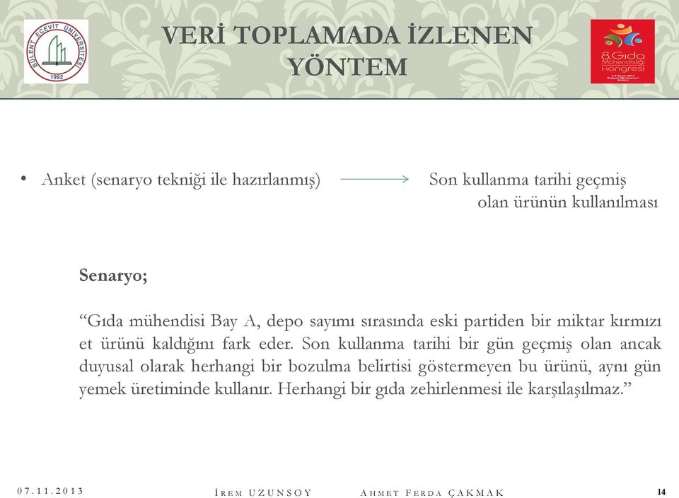 Son kullanma tarihi bir gün geçmiş olan ancak duyusal olarak herhangi bir bozulma belirtisi göstermeyen bu ürünü, aynı gün