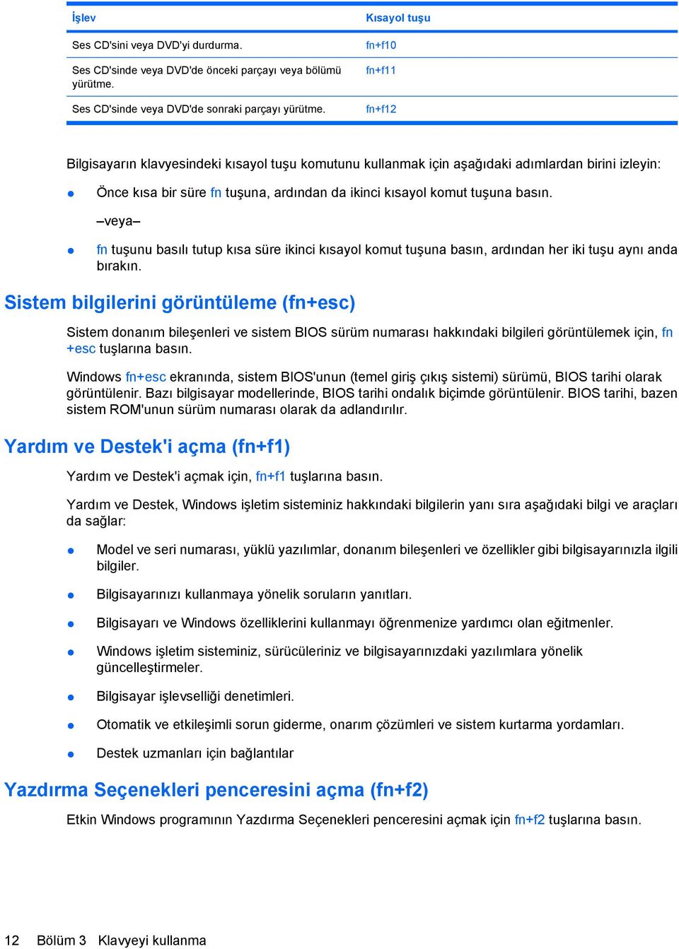 tuşuna basın. veya fn tuşunu basılı tutup kısa süre ikinci kısayol komut tuşuna basın, ardından her iki tuşu aynı anda bırakın.