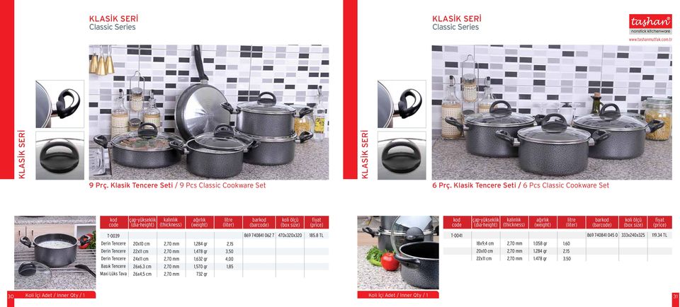 Klasik Tencere Seti / 6 Pcs Classic Cookware Set bar (bar) bar (bar) T-0039 869 740841 062 7 470x320x320 185.