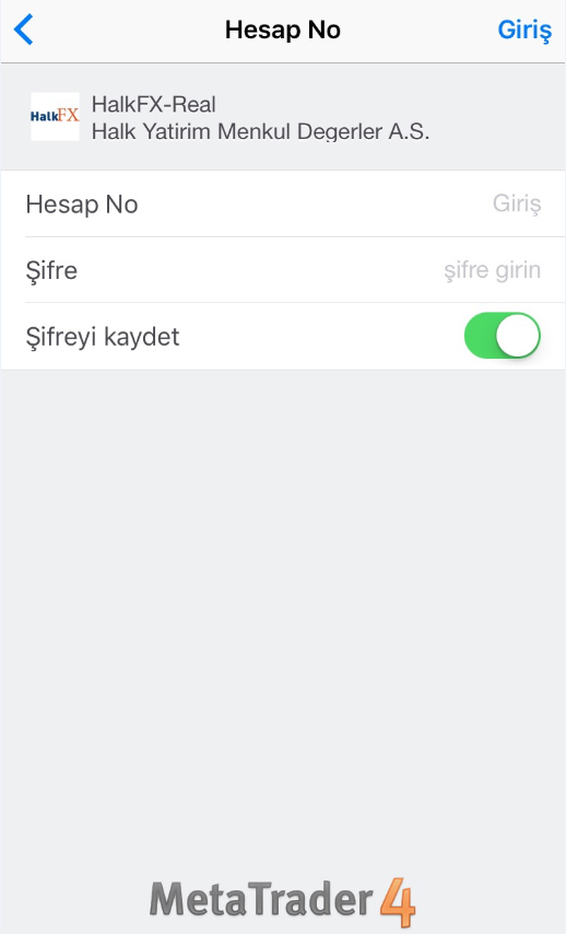 HalkFX Iphone Uygulaması Kullanımı Demo veya Gerçek hesap için gerekli kullanıcı adı ve şifre ile başarılı bir şekilde giriş yapıldığında program ana ekranı açılır.