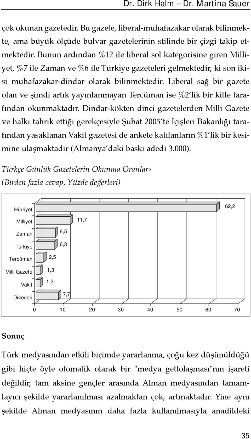 Liberal sağ bir gazete olan ve şimdi artõk yayõnlanmayan Tercüman ise %2 lik bir kitle tarafõndan okunmaktadõr.