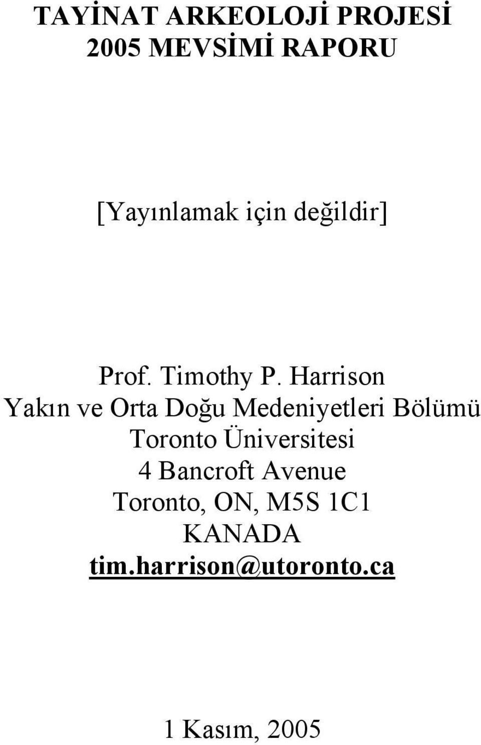 Harrison Yakın ve Orta Doğu Medeniyetleri Bölümü Toronto