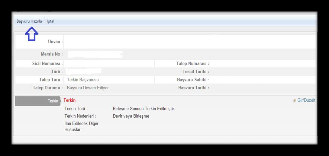 6. Başvuru Hazırla başlığına tıklanır. Önemli Uyarı!!!! 7.