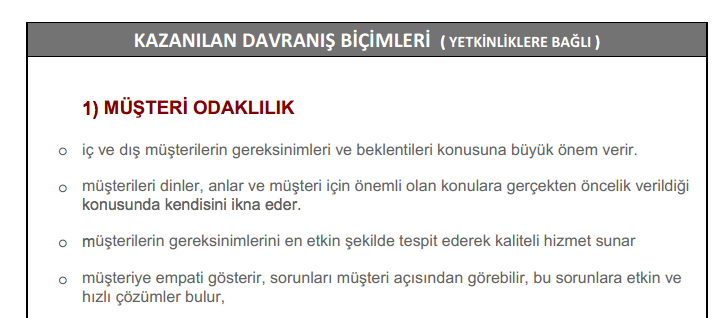 4 o Yetkinlik, bir kişinin bir işte yeterli performans ve verimlilik göstermesini sağlayan gözlemlenebilen ve geliştirilebilen davranışlardır.