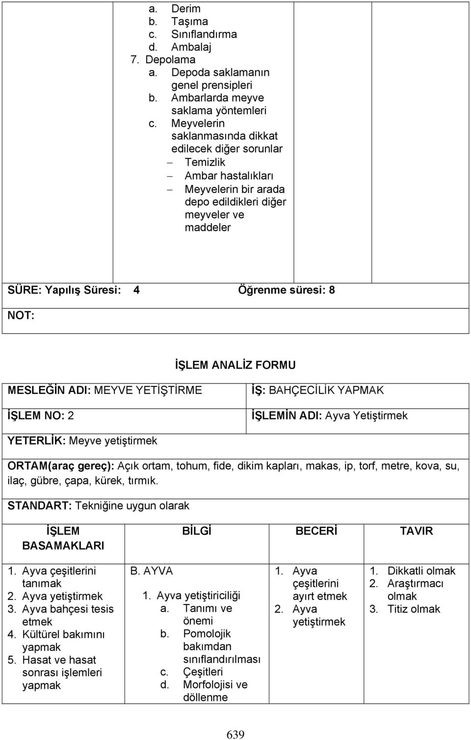 ADI: MEYVE YETİŞTİRME İŞLEM NO: 2 İŞ: BAHÇECİLİK YAPMAK İŞLEMİN ADI: Ayva Yetiştirmek YETERLİK: Meyve yetiştirmek ORTAM(araç gereç): Açık ortam, tohum, fide, dikim kapları, makas, ip, torf, metre,