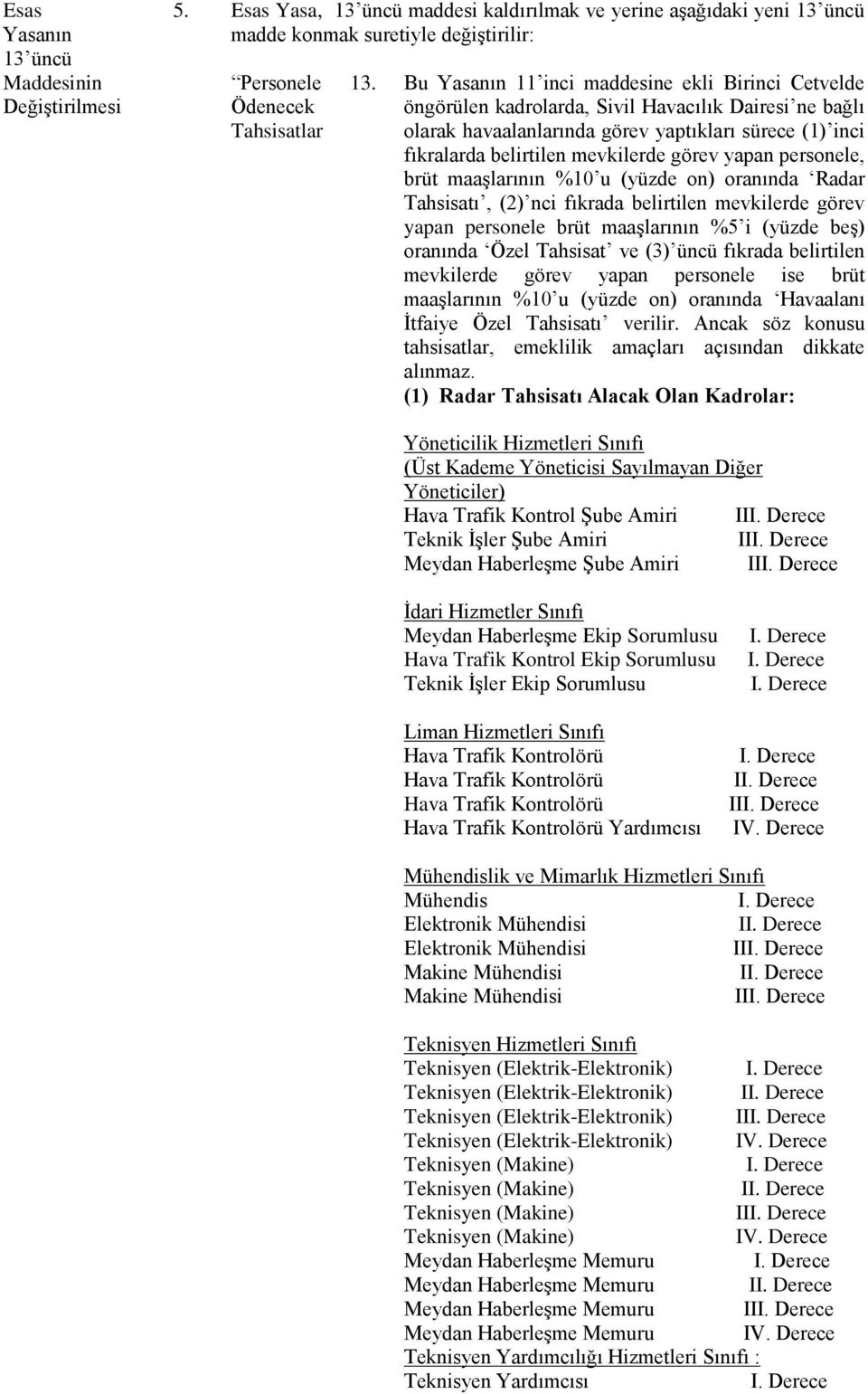 görev yapan personele, brüt maaşlarının %10 u (yüzde on) oranında Radar Tahsisatı, (2) nci fıkrada belirtilen mevkilerde görev yapan personele brüt maaşlarının %5 i (yüzde beş) oranında Özel Tahsisat