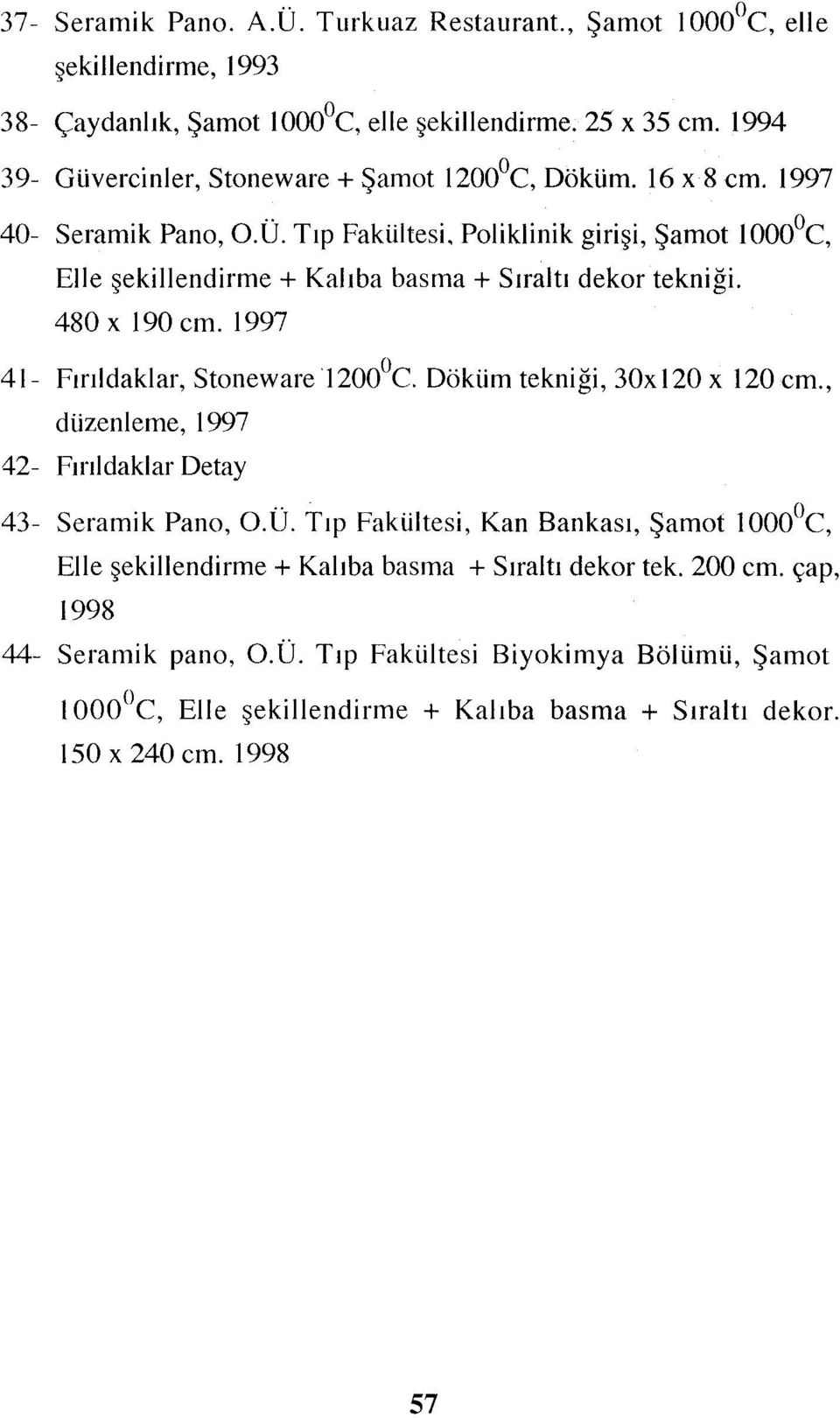 Poliklinik girişi, Şamot ıooo'r; Elle şekillendirme + Kalıba basma + Sıraltı dekor tekniği. 480 x 190 cm. 1997 Fırıldaklar, StonewareI200 C. Döküm tekniği, 30x120 x 120 cm.