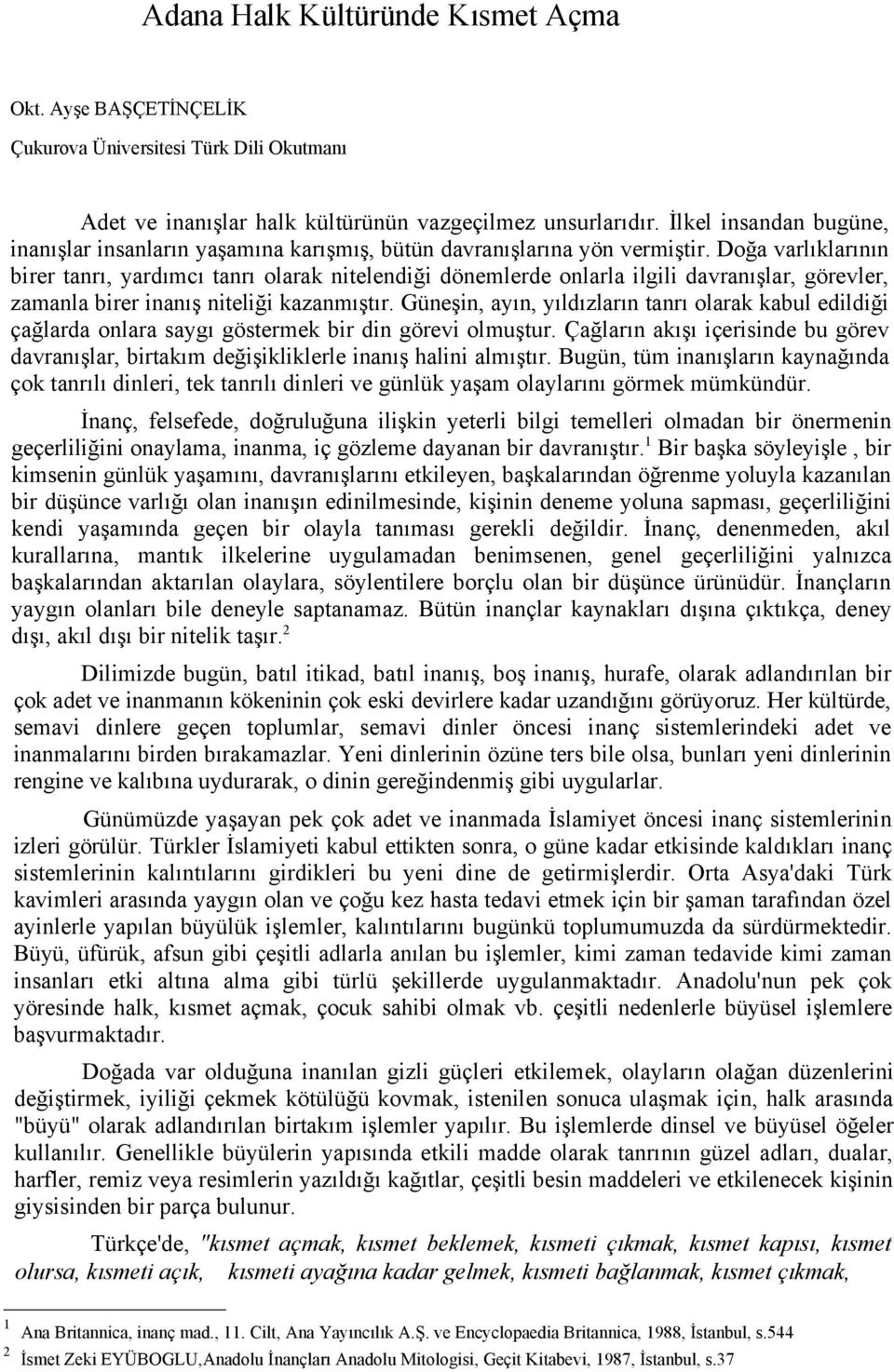 Adana Halk Kültüründe Kısmet Açma - PDF Ücretsiz indirin