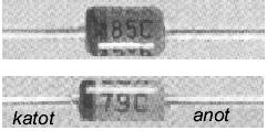 Resim 1.4: Zener diyot resimleri Şekil 1.19: Zener diyot sembolleri Normal diyotlara göre P ve N tipi yarı iletkenlerde katkı maddeleri oranı daha yüksektir.