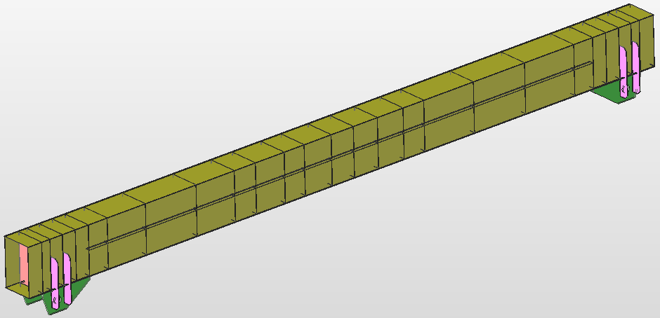 Gergi Kirişi Mesh Modeli Katı model tek parça şeklinde sonlu elemanlara ayrıştırıldı Kiriş kabuk olarak modellendi Kiriş profili