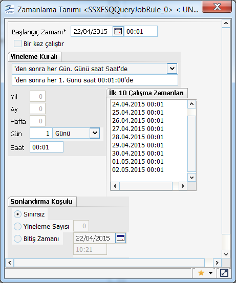 Açıklama Sorgu Sorgu tanımına ait açıklama bilgisi bu alanda girilir. Query satırının girildiği alandır. Sorgu tanımlanırken * karakteri kullanılmamalıdır. Tabloda istenen kolonlar seçilir.