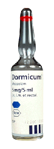 Midazolam Dormicum, Demizolam, Zolamid 1 mg/ml, 5 ml amp 5mg/mL, 3 ve 10 ml amp Kullanım dozu: