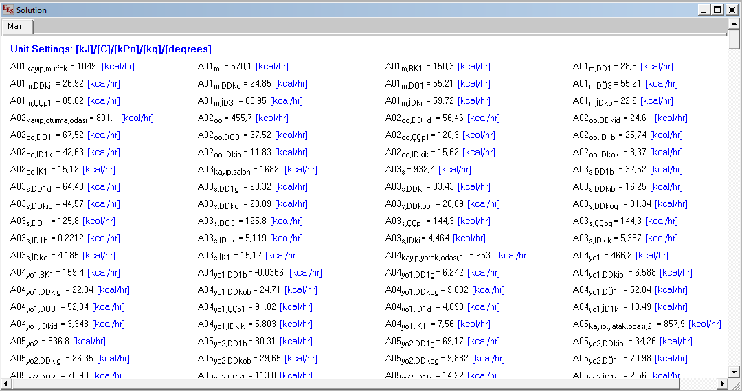 Denklem penceresi Resim 3.5 deki gibidir. Bu pencerede EES yazım kurallarına göre sonucunu hesaplamak istediğimiz değişkenler ile denklemler yazılır.