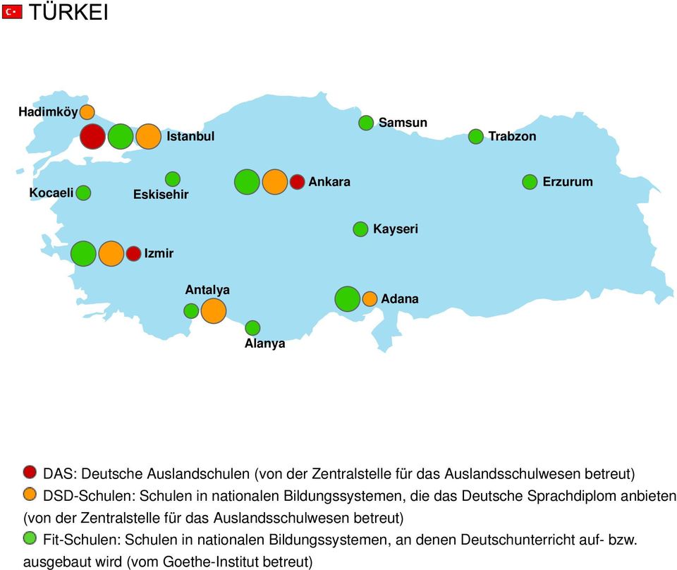 Bildungssystemen, die das Deutsche Sprachdiplom anbieten (von der Zentralstelle für das Auslandsschulwesen betreut)