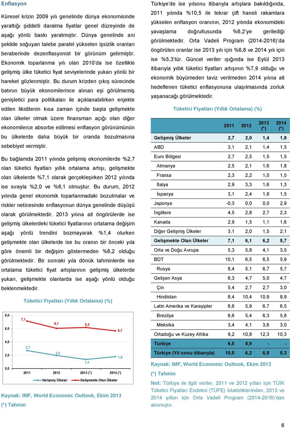 Ekonomik toparlanma yılı olan 2010 da ise özellikle gelişmiş ülke tüketici fiyat seviyelerinde yukarı yönlü bir hareket gözlenmiştir.